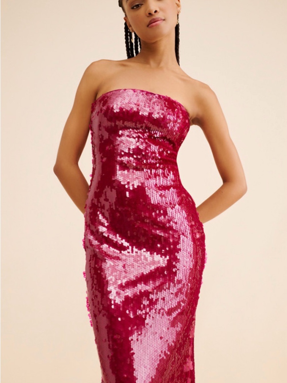 Anthropologie If By Sea Sequined Strapless Maxi Dress